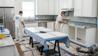 Professional cabinet painting in Minneapolis MN kitchen by expert house painters