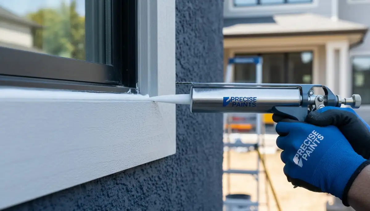 Professional caulking and sealing on home exterior by house painters in Minneapolis, MN