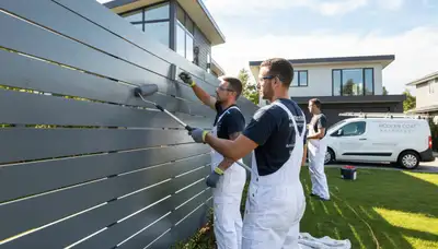Professional fence painting in Minneapolis MN by expert house painters protecting wood and vinyl fences