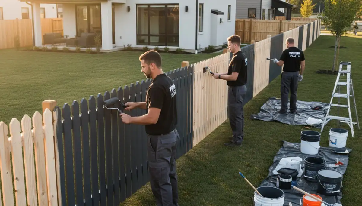 Professional fence painting in Minneapolis MN by expert house painters protecting wood and vinyl fences
