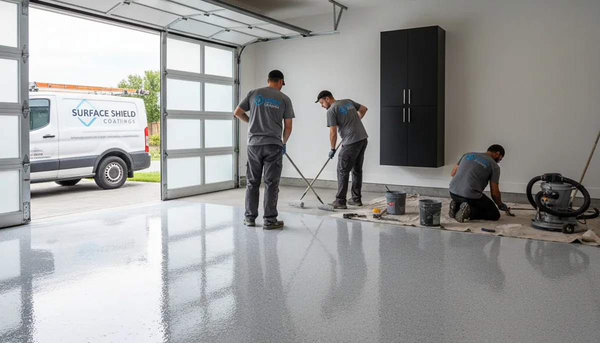 Professional garage floor epoxy coating in Minneapolis MN by expert house painters for durable protection
