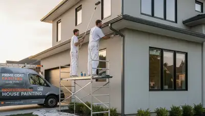 Professional gutter painting on Minneapolis MN home exterior by expert house painters