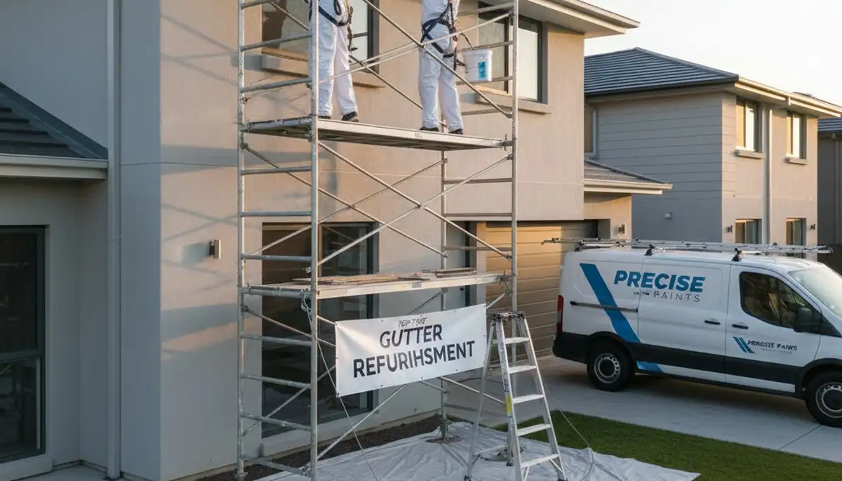 Professional gutter painting on Minneapolis MN home exterior by local house painters