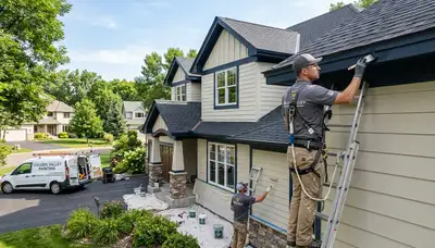 Professional house painters working on a residential exterior in Minneapolis MN