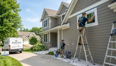Professional house painters working on exterior home in Minneapolis MN