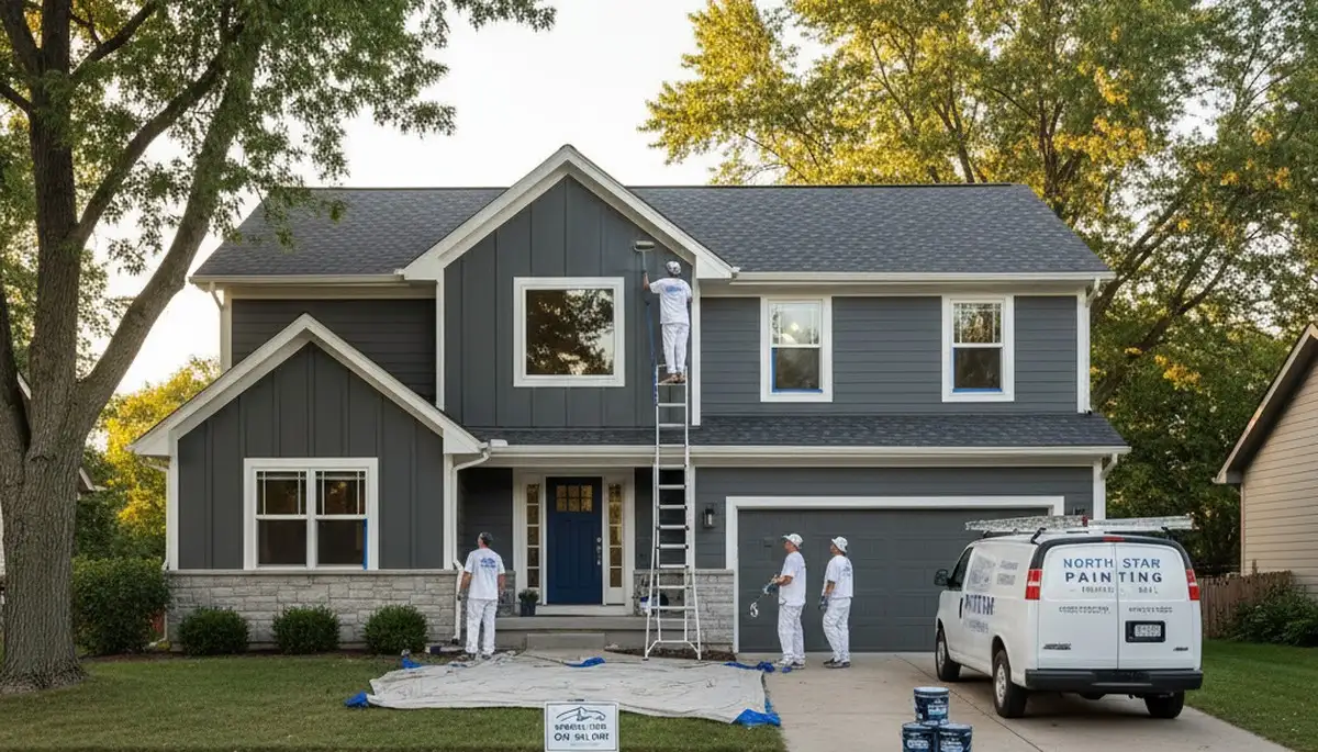 Professional house painters working on exterior home in Minneapolis MN