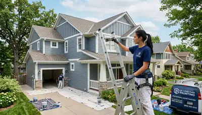 Professional house painters working on exterior home in Minneapolis MN