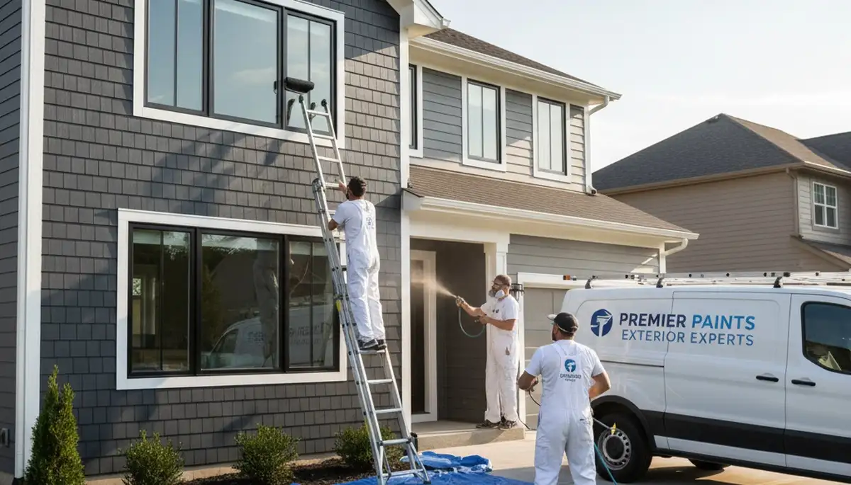 Professional siding painting on Minneapolis MN home by expert house painters
