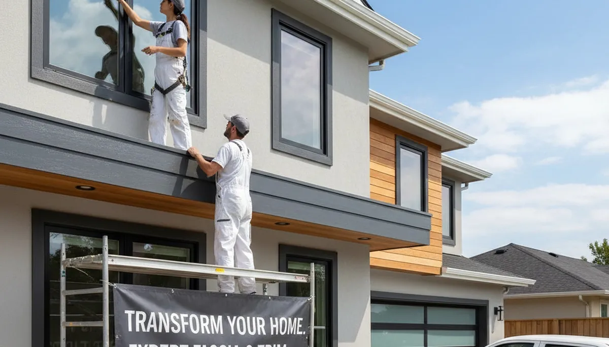 Professional trim and fascia painting on Minneapolis MN home exterior by expert house painters