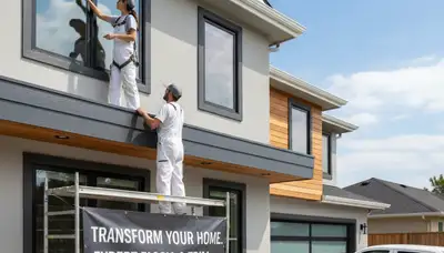Professional trim and fascia painting on Minneapolis MN home exterior by expert house painters