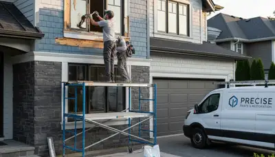 Professional wood rot repair on Minneapolis MN home exterior by expert house painters